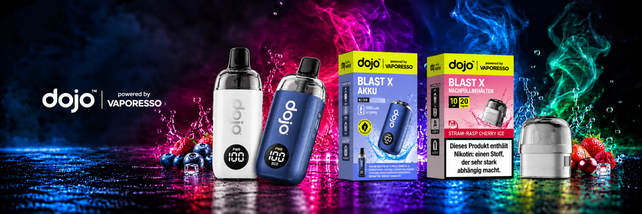 Dojo powered by Vaporesso – BLAST X Geräte, Akku und Nachfüllbehälter
