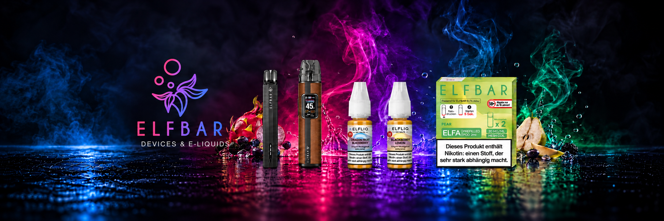ELFBAR Geräte, ELFA Pods und ELF LIQ Nikotinsalz-Liquids